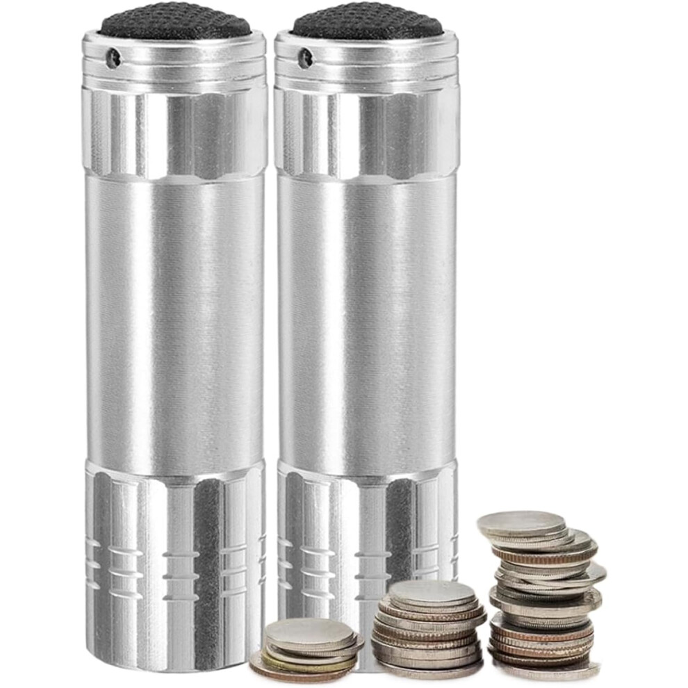 (Silver) Diversion Safe | Set Of 2 Flashlight Shaped Hiding Box Secret Compartment - Fake Flashlight Hiding Box Container Stash Safes For Valuables, S Silver