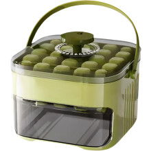 (Green) Easy Press Ice Maker | Ice Bin for Freezer with Removable Lid,Portable with Handle, Easy Release No Touch Chilling Cube Maker for Cocktail, Whiskey,