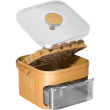 (Orange) Easy Press Ice Maker | Ice Bin for Freezer with Removable Lid,Portable with Handle, Easy Release No Touch Chilling Cube Maker for Cocktail, Whiskey,