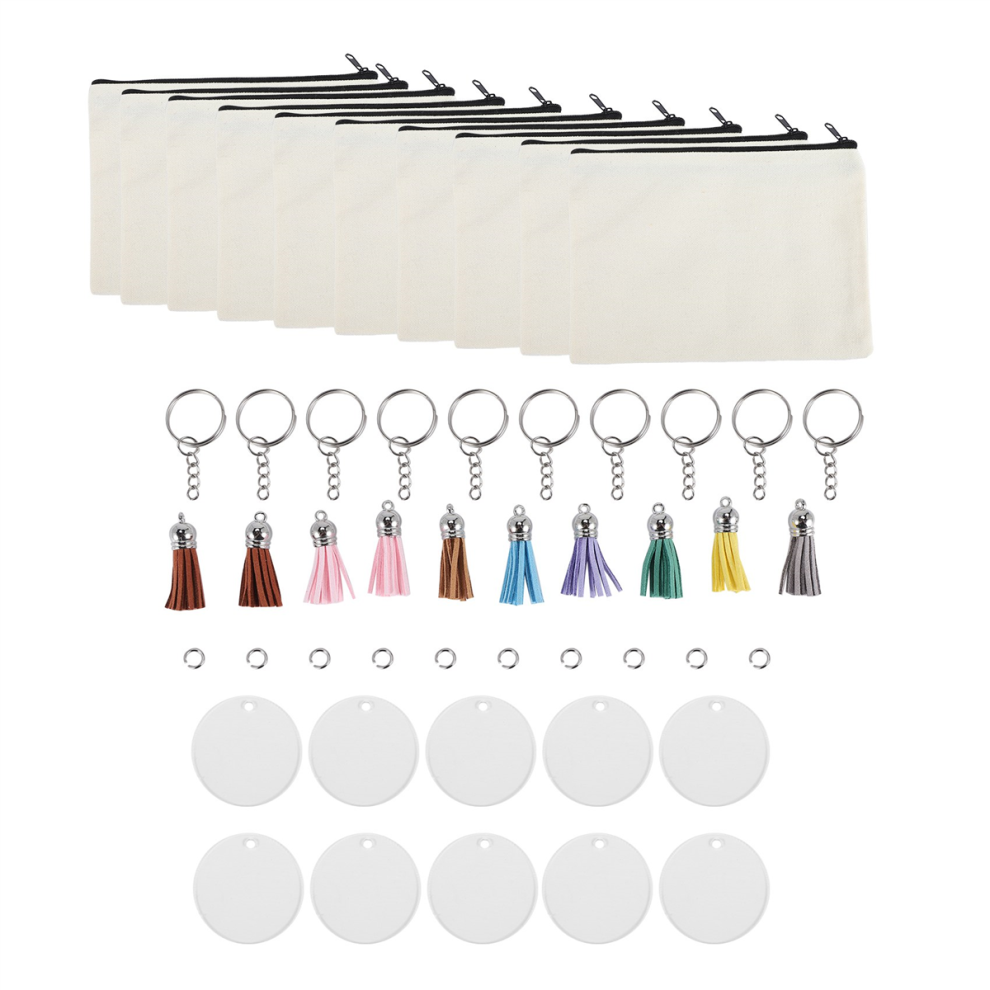 Typecat 10 Pieces Sublimation Blanks Pouch Diy Heat Transfer Makeup Bags Iron On Zipper Canvas Pen Case For Women Kids