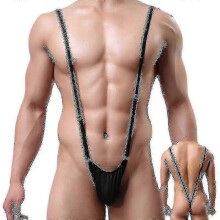 (Black 02)Borat,mankini For Men, Men's Thong Mankini V Sling Straps Costume Underwear