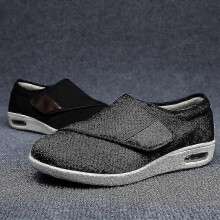 (37,Black)Wide Adjusting Soft Comfortable Shoes Orthopedic Walking Shoes For The Old Breathable Hook-and-loop Design Shoes