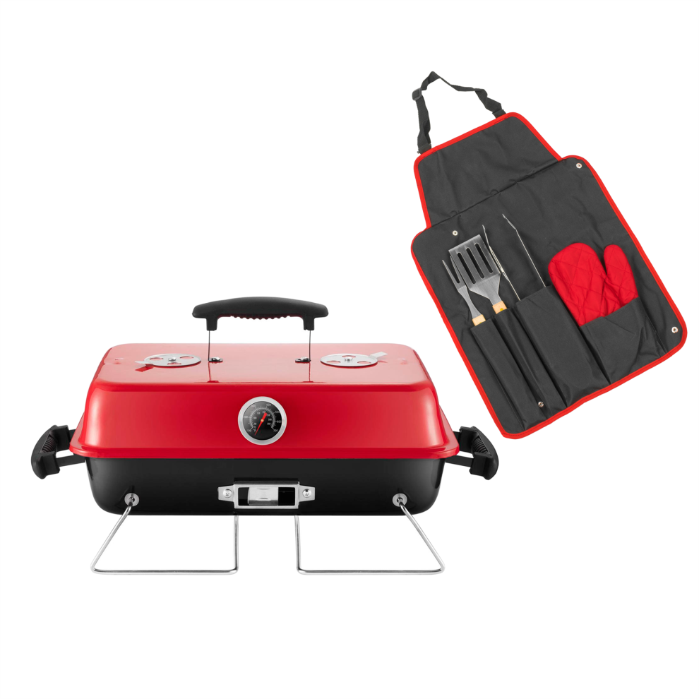 KCT Table Top BBQ Tool Set Portable Charcoal Barbecue Compact Camping Grill Outdoor Barbeque for Picnic Fishing Caravan Motorhome Festival Travel