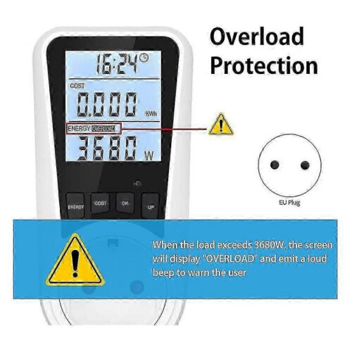 2x Electricity Meter for Socket, with Backlight,lcd Display, Energy Cost Meter,for Electrical Devic 1