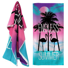 GEEZY Flamingo Microfibre Beach Towel - Quick-Dry, Sand-Resistant, Large 140x70 cm for Beach, Pool & Travel