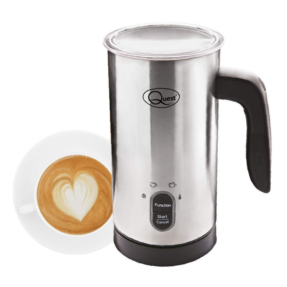 (Stainless Steel) Quest 34179 Electric Milk Frother / Hot & Cold Coffee Frother / Double Walled Insulation / Non-Stick Easy Clean Interior / 300ml Capacity