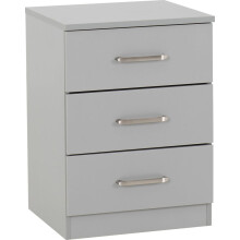 (3 Drawer Bedside) Grey Bedroom Furniture - Bedside Storage Cupboard