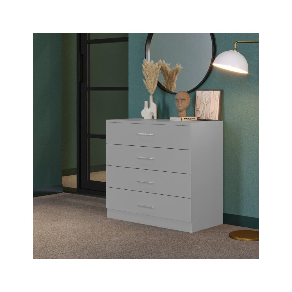 (4 Drawer Chest ) Grey Bedroom Furniture - Bedside Storage Cupboard