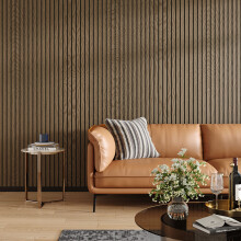 Decorative Acoustic Slat Wall Panel Sound Absorbing Slatted Wooden 3D Wall Pannelling 240cm x 60cm,Dark Oak