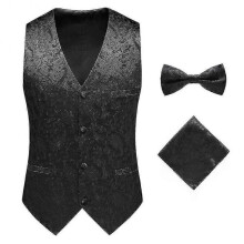 (M,Blue)Ensemble gilet, noeud papillon et carré de poche pour costume Tuxedo (M,Blue)