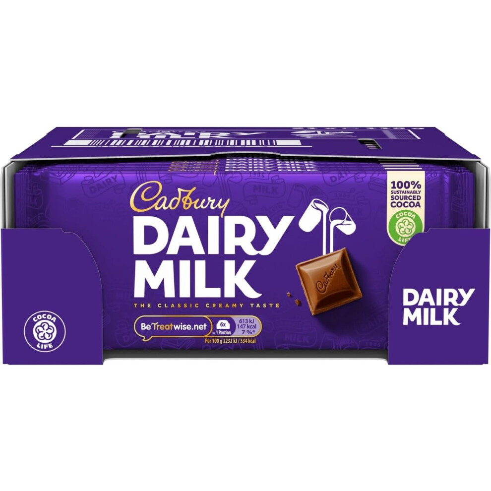 Cadbury Dairy Milk 110G Chocolate Bars Pack Of 21 - Creamy Milk Chocolate With Cocoa Life Sustainable Cocoa