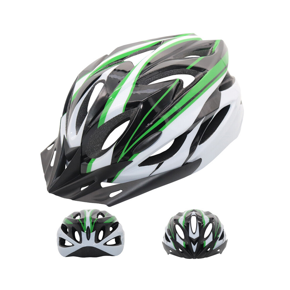 (Noir vert blanc) Casque de vélo ultraléger pour vélo de route, VTT, sécurité, protection de la tête