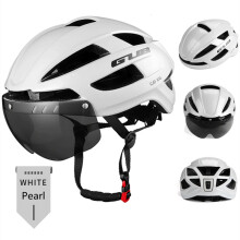 (XXL-58-65-Pearl White))GUB Fahrradhelm XXL 61-65 mit wiederaufladbarem LED-Licht, abnehmbarem Objektiv