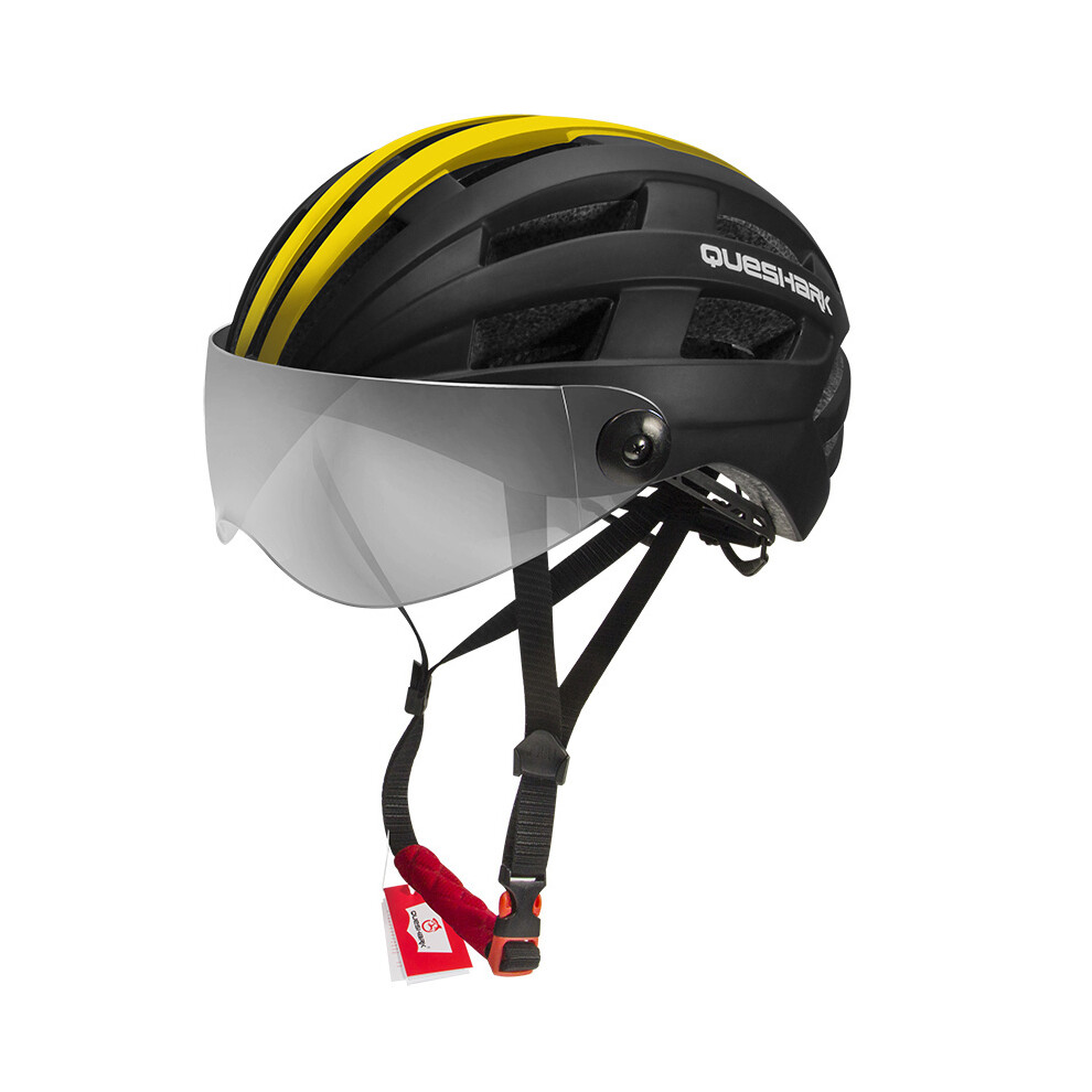 (58 cm-64 cm-Noir Jaune)QUESHARK Hommes Femmes Ultra-léger Casque de Vélo VTT Route Vélo Moto