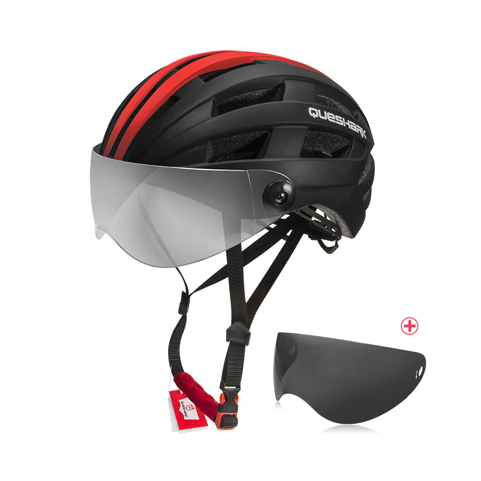 (58 cm-64 cm-Noir Rouge-2)QUESHARK Casque de vélo ultraléger pour homme et femme VTT Vélo de route Vélo