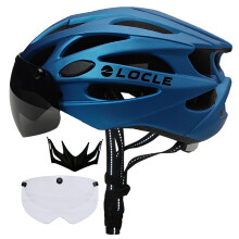 (XL -61-66cm-Blau mit 2 Linsen))Magnetische Schutzbrille Fahrradhelm Herren Damen Fahrradhelm Linsen