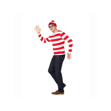 (Mannen, M) Wheres Wally Gestreepte Top Cosplay Kostuum Halloween Party Props Volwassenen Cadeau Kinderen