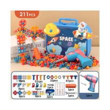 (Ruimte 210 stuks) Space Dinosaur Thema Kids Toolbox Diy elektrische boor educatief speelgoed voor jongens