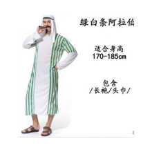 (GreenWhite Stripe) Arabisch trendy kostuum voor mannen met opvallende groene en witte strepen voor