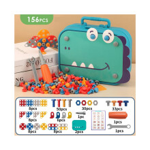 (Dinosaurussen 156 stuks) Space Dinosaur Thema Kids Toolbox Diy elektrische boor educatief speelgoed