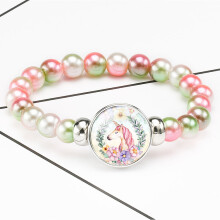 (01) Betoverende eenhoorn regenboog kralenarmband voor kinderen handgemaakt cartoonontwerp