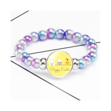 (3207) Pasen Nieuwe Bunny Elastische Edelsteen Armband Kids Cartoon Sieraden
