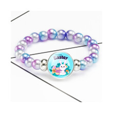 (3202) Pasen Nieuwe Bunny Elastische Edelsteen Armband Kids Cartoon Sieraden