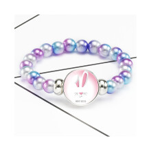 (3206) Pasen Nieuwe Bunny Elastische Edelsteen Armband Kids Cartoon Sieraden