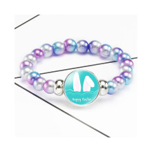 (3203) Pasen Nieuwe Bunny Elastische Edelsteen Armband Kids Cartoon Sieraden