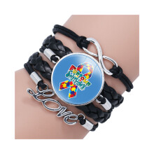 (26402011) Autismebewustzijn Charmante meerlaagse tijd-edelsteenarmband, nieuwe collectie voor kinderen