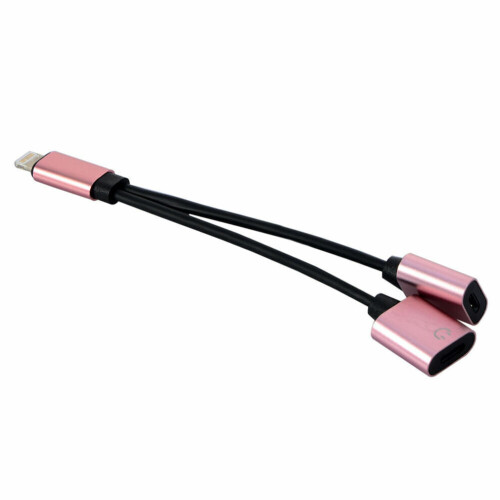 (BlackRoseGold) 2in1 dubbele Lightnin-adapteroplader Audiosplitter Splitter iPhone-kabel