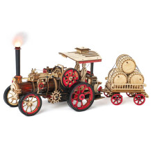 (LKA01)Robotime Rokr Automodellbausatz 3D-Holzpuzzle Dampfbausatz 1:28 Mechanische Dampflokomotive