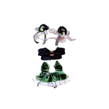 (3 STUKS Kleding) 78 Inch Katoenen Pop Hoofdband Jurken Hoofddeksels Schoenen Pluche Pop Kind Accessoires