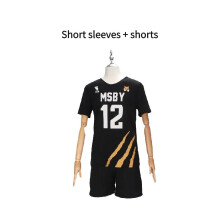 (12, L) Haikyuu Anime Karakternummer Zwart Balpak Korte mouw Shorts Cosplay