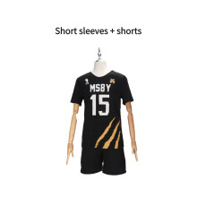 (15, M) Haikyuu Anime Karakternummer Zwart Balpak Korte mouw Shorts Cosplay
