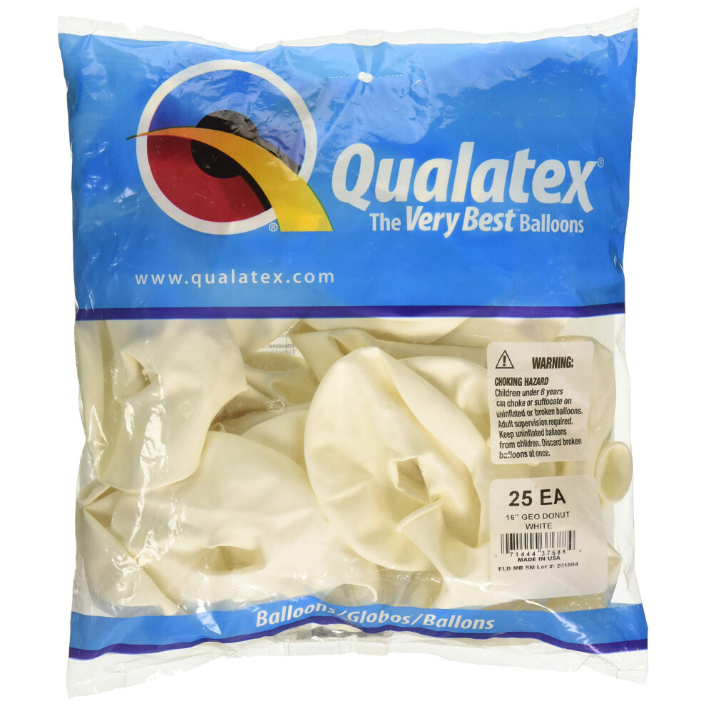 Qualatex Geo Donut Latex Balloon  16""""  White