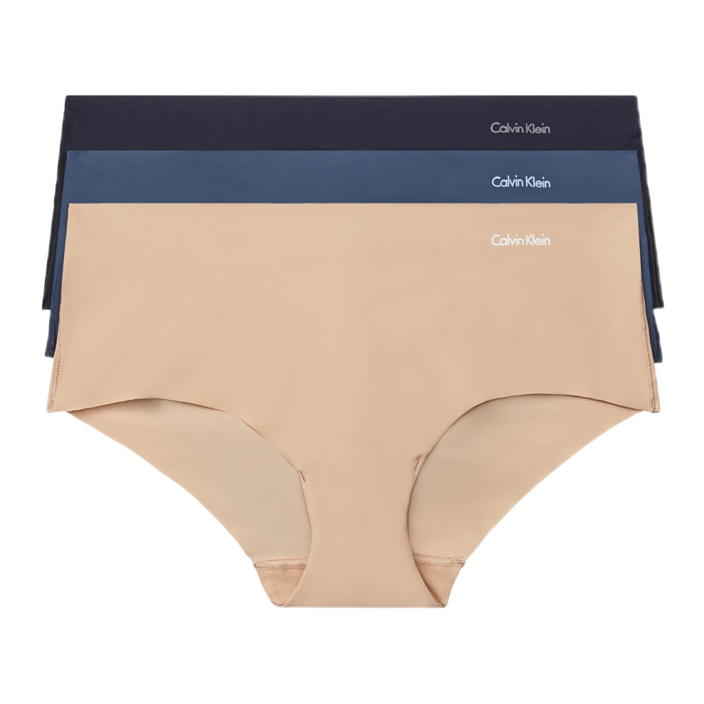 Lot de 3 culottes hipster invisibles sans coutures Calvin Klein pour femme, couleur Speakeasy/caramel clair/noir, taille L