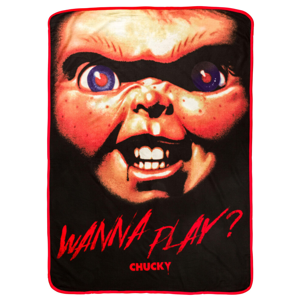 Silver Buffalo Chucky Wanna Play 45"""" x 60"""" Fleece Throw Blanket