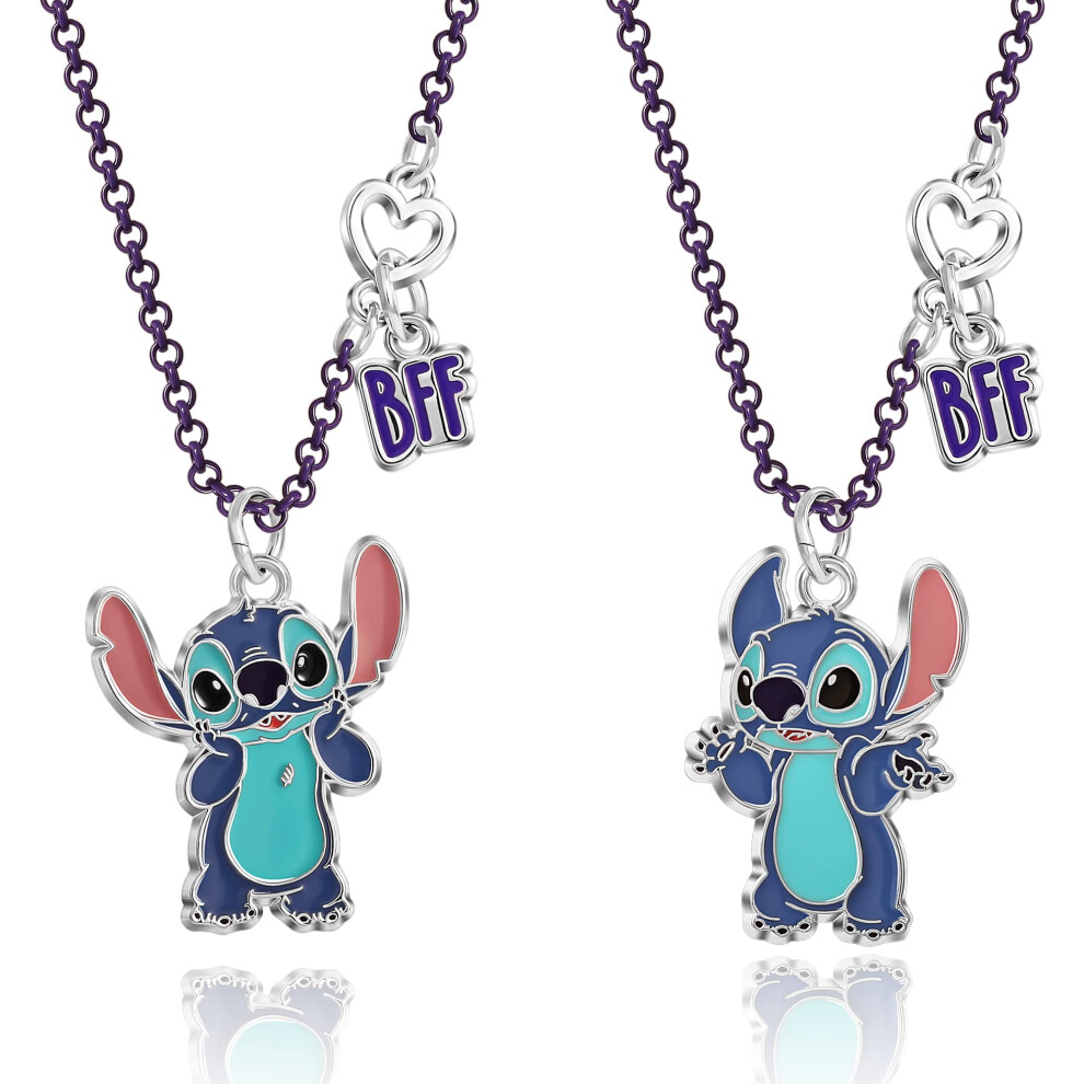 Disney Girls Stitch BFF Necklace Set of 2 Official License  Best Friends Necklaces with BFF Charm and Stitch Pendant