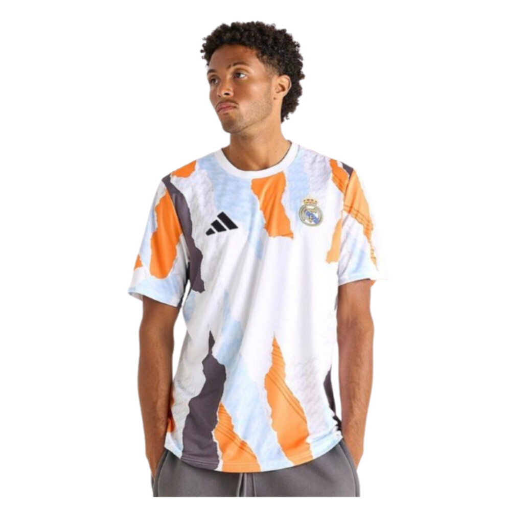 Adidas (L) 2024-2025 Real Madrid Pre-Match Shirt (White/Crew ) Orange