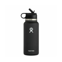 (Black) Flask Hydro 32oz Water Bottle With Straw Lid Steelfor Doublelayerstainless