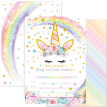 AMZTM Magical Unicorn Party Invitations med konvolutter til b?rn f?dselsdag baby shower unicorn Party forsyninger 20 stykker udfyld blankt invita