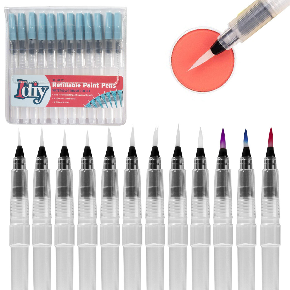 Juego De 12 Pinceles De Acuarela Recargables (3 Grosores Diferentes Y 4 De Cada Tama O), Pinceles De Acuarela Multiusos De Calidad Art Stica Para-image