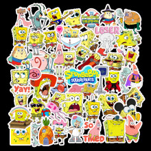(50pcs) 50pcs Sponge Bob Stickers Laptop Skateboard Diy Waterproof Phone Bike Decals