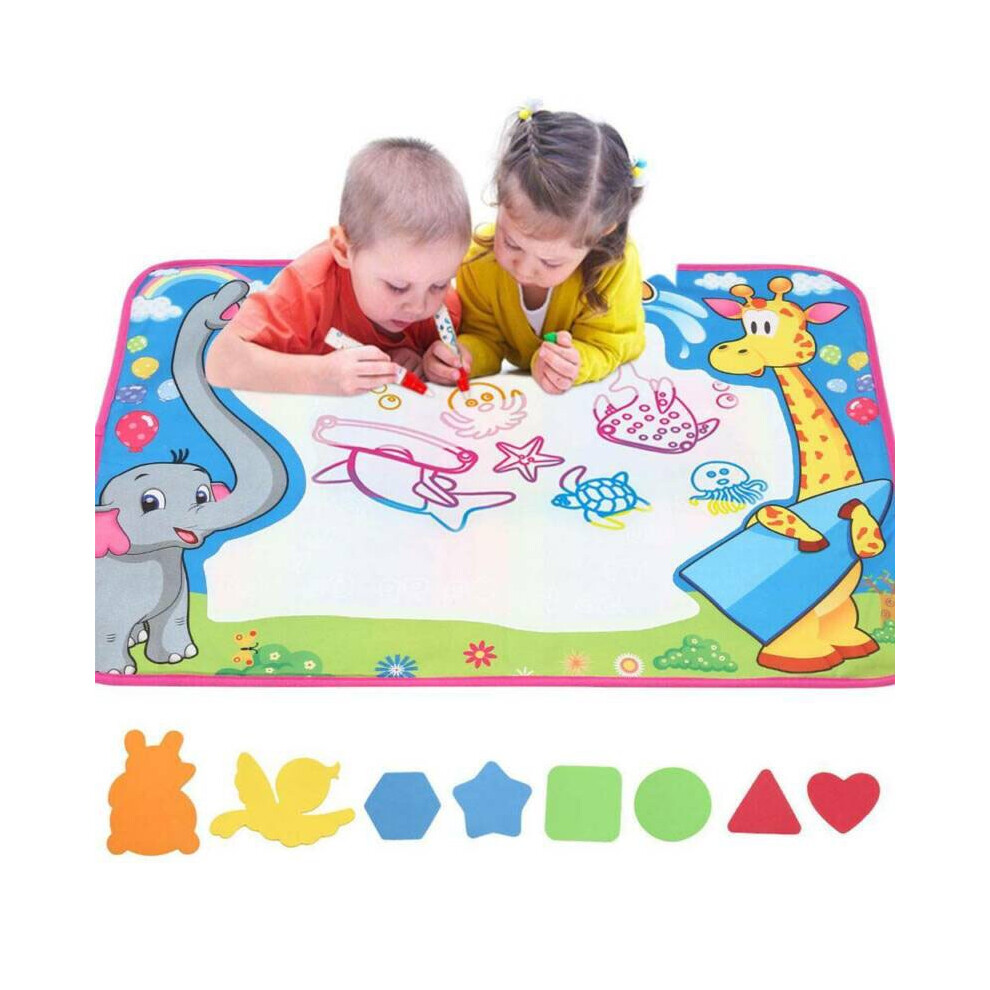 Doodle Mat Aqua Large Magic Water Drawing Mat for Kids - Reusable Water Painting Board (70x51cm) with Pens & 8 Molds