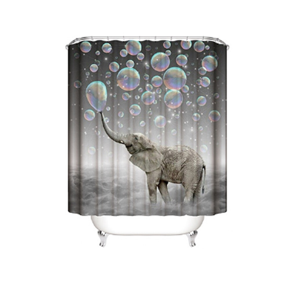 (3-Bubble, 180*200cm/70.8*78.7in) Elephant Curtain Shower Waterproof Polyester Mildew Bathroom Free Curtains