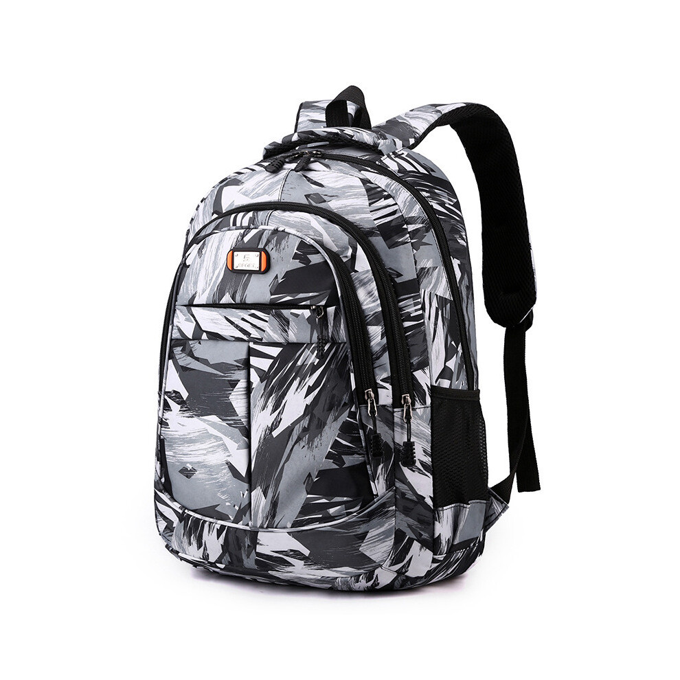 (Black) Large Pattern Stripe Capacity Campus Backpack Oxford Breathable Fabric Neutral