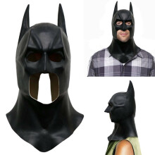Full Batman Mask with Cowl - Adult Latex Cosplay Prop, The Dark Knight Rises Halloween Mask