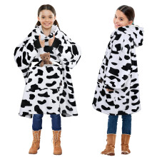 Solaris Cow Tragbarer Decken-Kapuzenpullover f?r Kinder ? warmes, weiches Geschenk, ?bergro?es, gem?tliches Sherpa-Fleece-Sweatshirt, Pullover f?r Tee