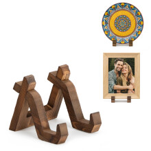 ANBOXIT Plate Display Stand 4 Inch Plate Holder for Displaying Decorative Picture Frame Dish Photo Plaque Platter Wood Stand